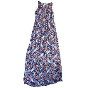 Old Navy Sz Xs Maternity Maxi Dress Yolk Neck Floral Tropical Boho Flowy Summer